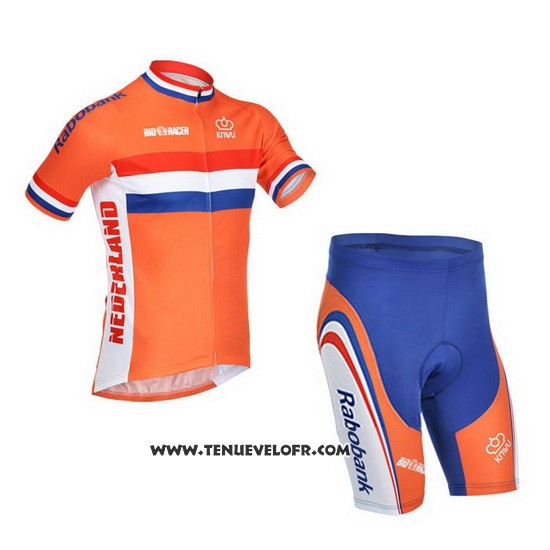 2013 Maillot Ciclismo Pays Bas Blanc et Orange Manches Courtes et Cuissard